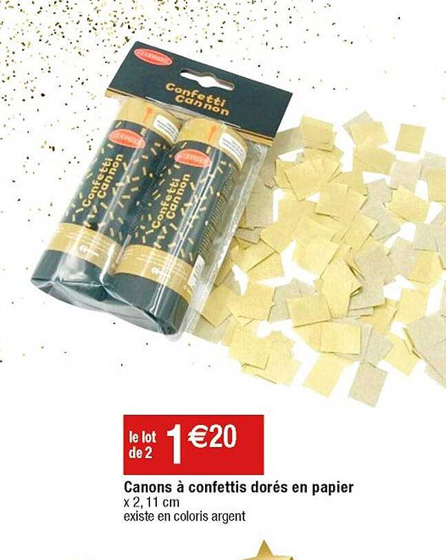 canons à confettis dorés en papier