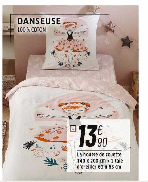 la housse de couette 140 x 200 cm + 1 taie d'oreiller 63 x 63 cm danseuse