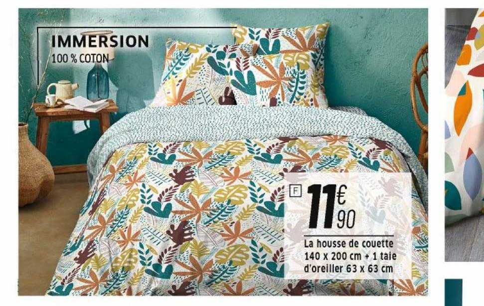 la housse de couette 140 x 200 cm + 1 taie d'oreiller 63 x 63 cm immersion