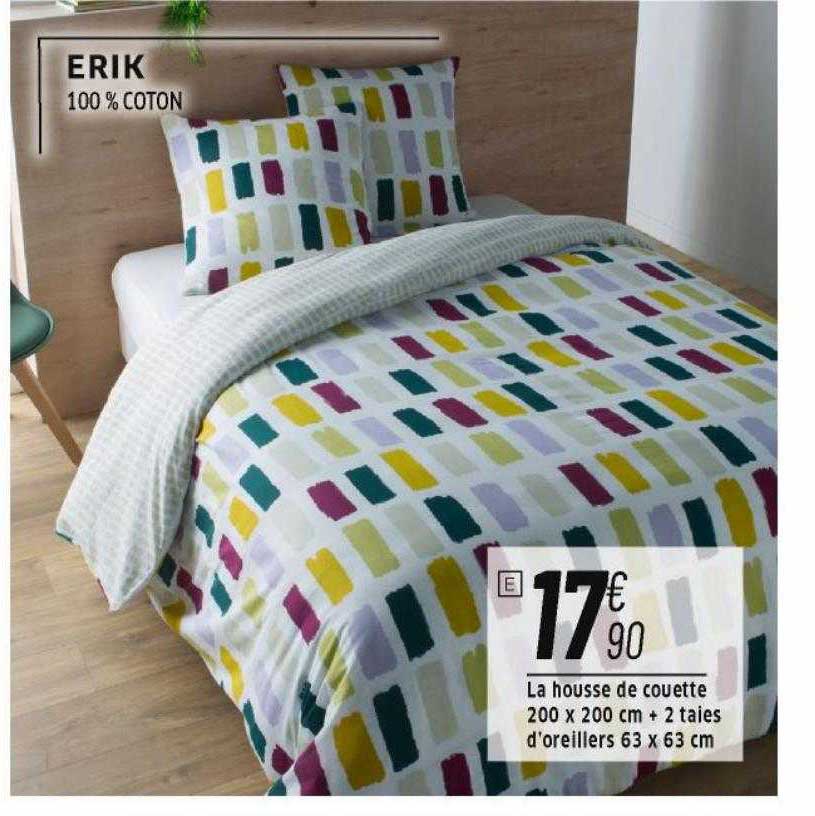 la housse de couette 200 x 200 cm + 2 taies d'oreillers 63 x 63 cm erik