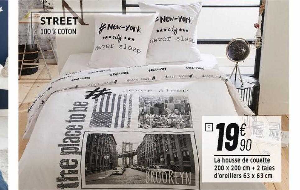 la housse de couette 200 x 200 cm + 2 taies d'oreillers 63 x 63 cm street