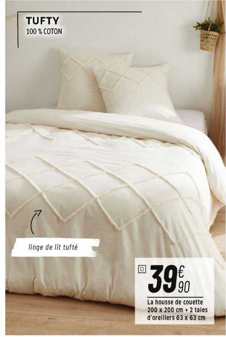 la housse de couette 200 x 200 cm + 2 taies d'oreillers 63 x 63 cm tufty