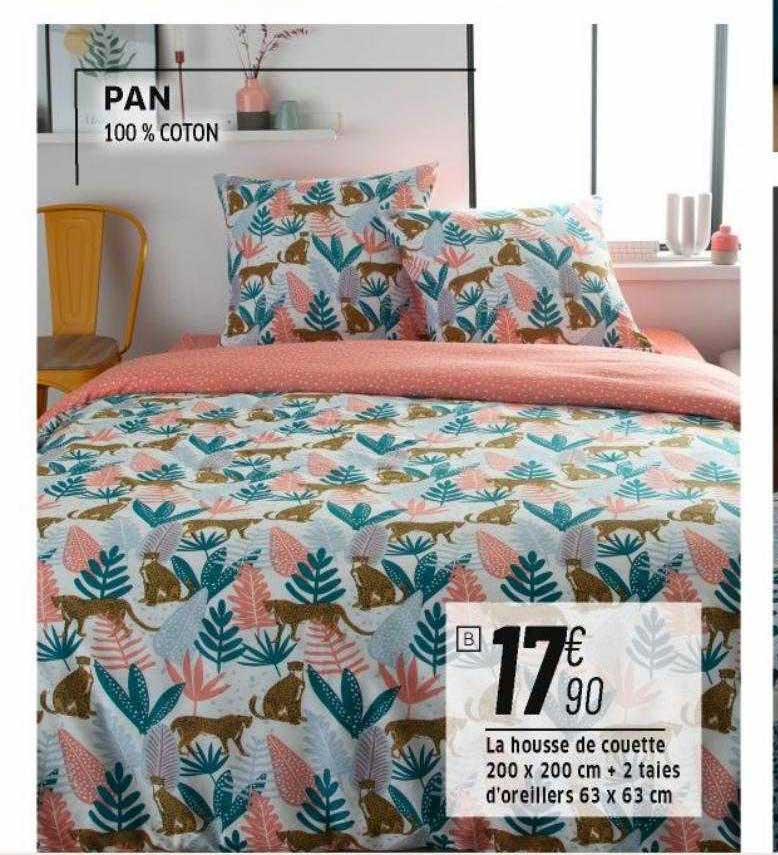 la housse de couette 200 x 200 cm +2 taies d'oreillers 63 x 63 cm pan