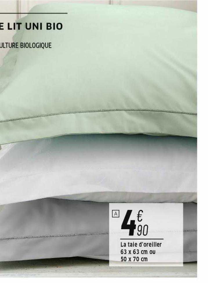 la taie d'oreiller 63 x 63 cm ou 50 x 70 cm