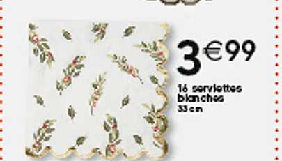 16 Serviettes Blanches
