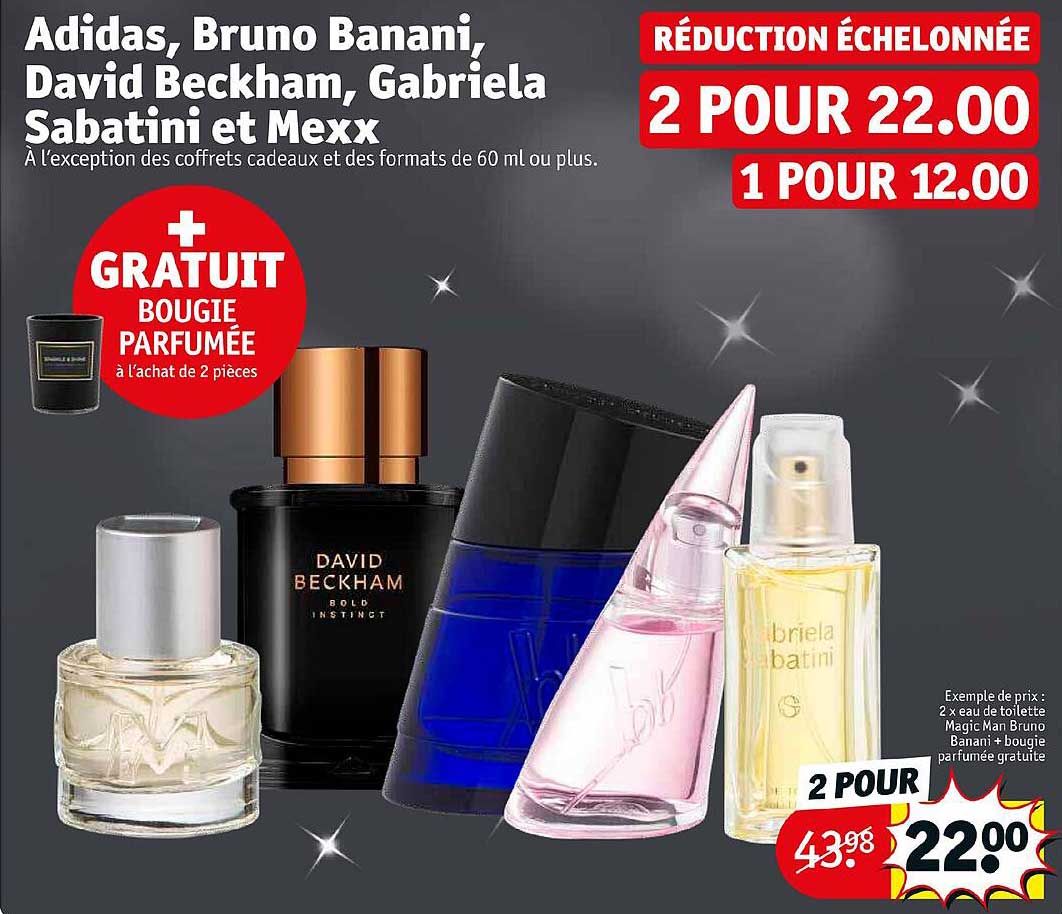 adidas, bruno banani, david beckham, gabriela sabatini et mexx