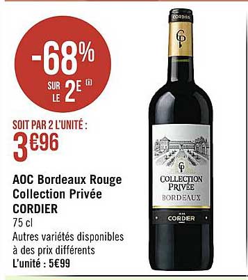 aoc bordeaux rouge collection privée cordier
