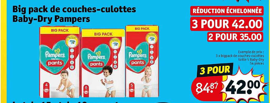 big pack de couches culottes baby-dry pampers