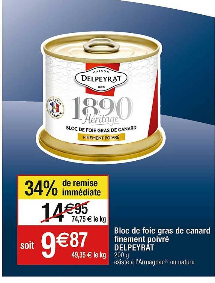 bloc de foie gras de canard finement poivré delpeyrat