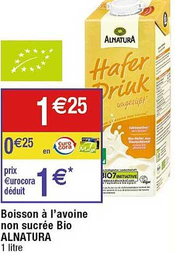 boisson à l'avoine non sucrée bio alnatura
