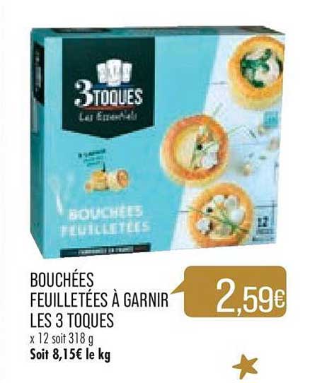 bouchées feuilletées à garnir les 3 toques