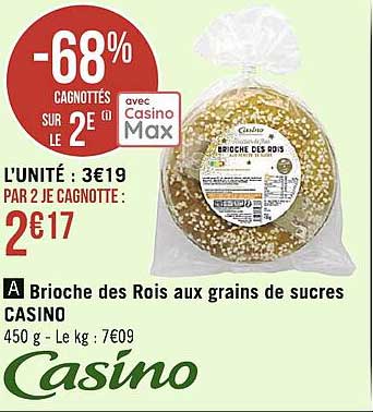 brioche des rois aux grains de sucres casino