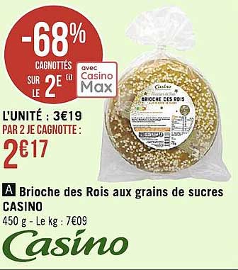 brioche des rois aux grains de sucres casino