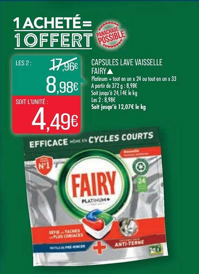 capsules lave vaisselle fairy