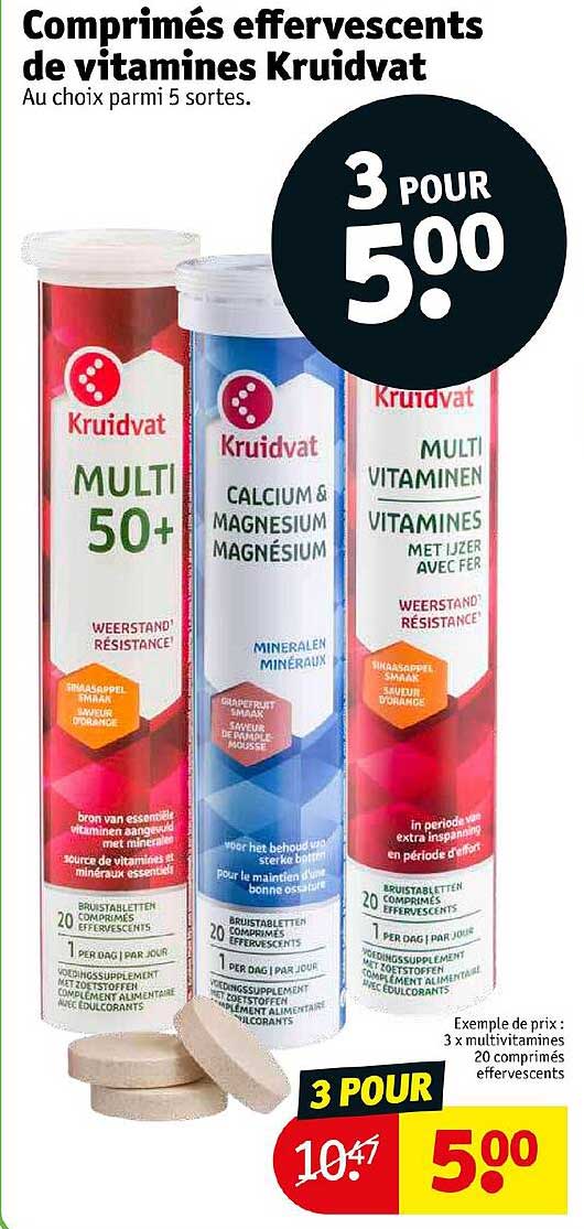 comprimés effervescents de vitamines kruidvat