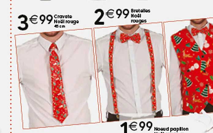 cravate noël rouge bretelles noël rouges