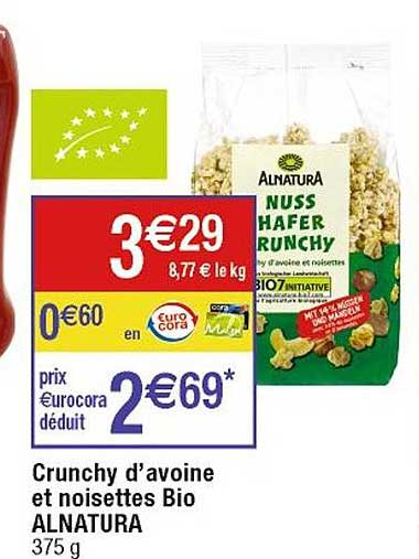 crunchy d'avoine et noisettes bio alnatura