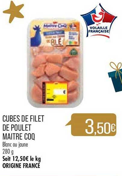 cubes de filet de poulet maître coq