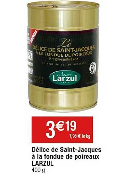 délice de saint-jacques à la fondue de poireaux larzul