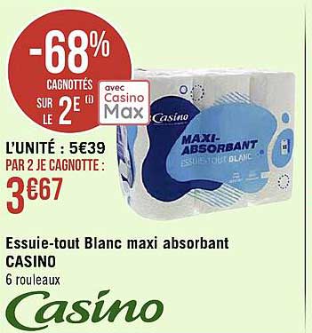essuie-tout blanc maxi absorbant casino