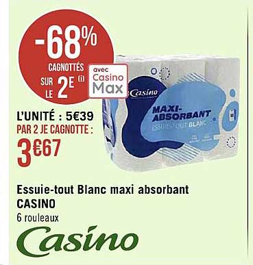 essuie-tout blanc maxi absorbant casino