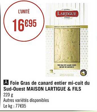 foie gras de canard entier mi-cuit du sud-ouest maison lartigue & fils