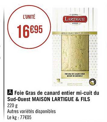 foie gras de canard entier mi-cuit du sud-ouest maison lartigue & fils