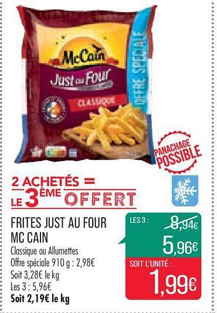 frites just au four mc cain