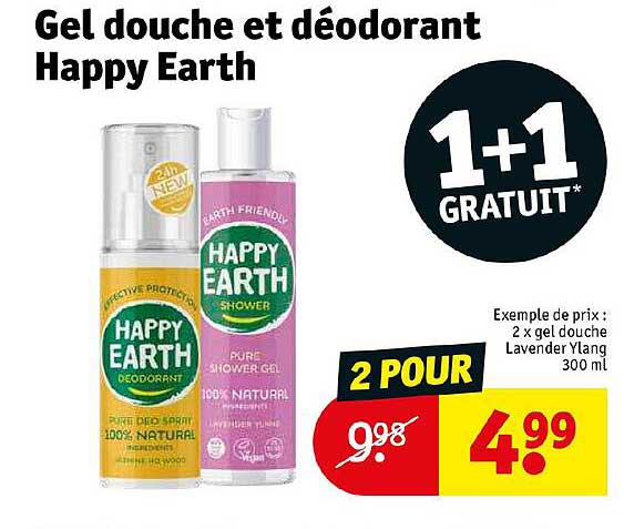 gel douche et déodorant happy earth