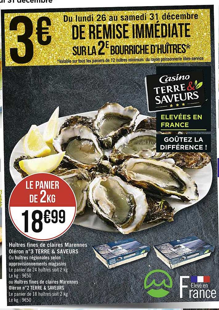huîtres fines de claires marennes oléron n°3 terre & saveurs