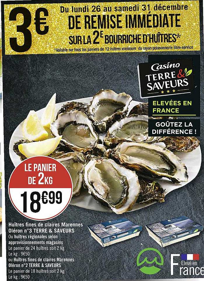 huitres fines de claires marennes oléron n°3 terre & saveurs