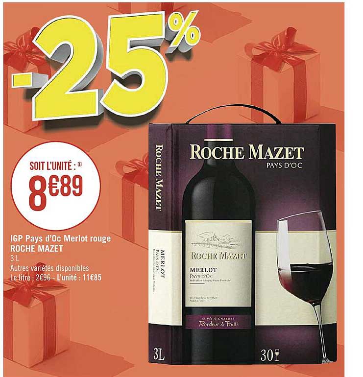 igp pays d'oc merlot rouge roche mazet