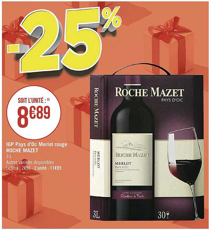 igp pays d'oc merlot rouge roche mazet