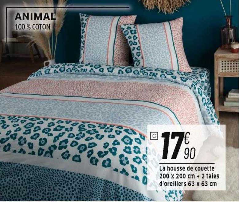la housse de couette 200 x 200 cm + 2 taies d'oreillers 63 x 63 cm  animal