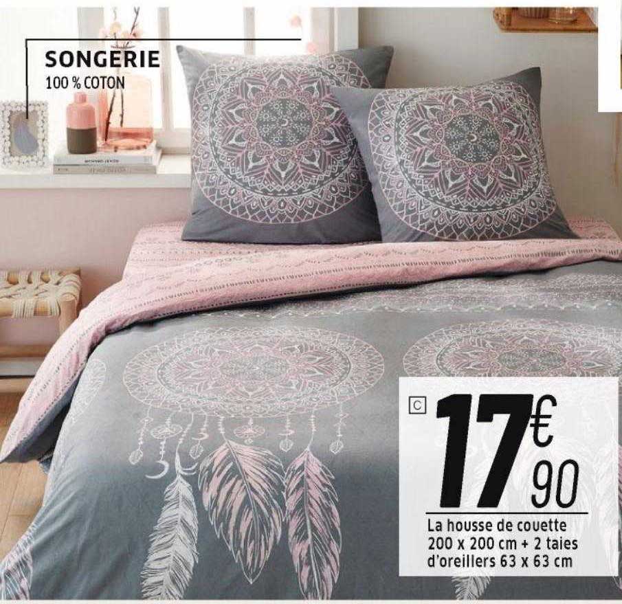 la housse de couette 200 x 200 cm + 2 taies d'oreillers 63 x 63 cm songerie