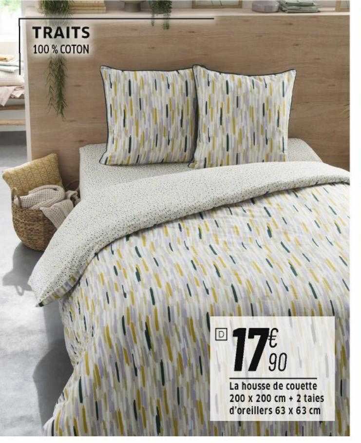 la housse de couette 200 x 200 cm + 2 taies d'oreillers 63 x 63 cm traits