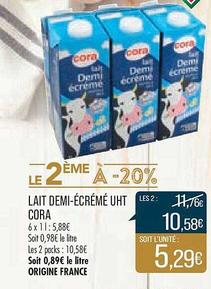 lait demi-écrémé uht cora