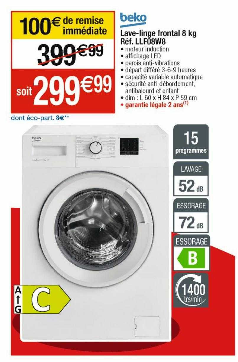 lave-linge frontal 8 kg beko