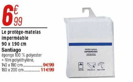le protège-matelas imperméable 90 x 190 cm santiago