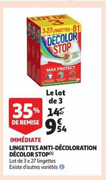 lingettes anti-décoloration décolor stop