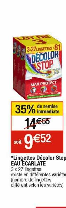 lingettes décolor stop eau écarlate