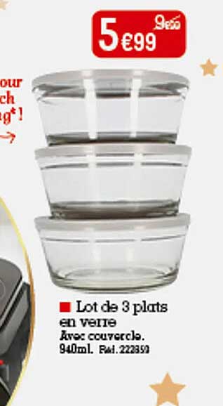 Lot De 3 Plats En Verre