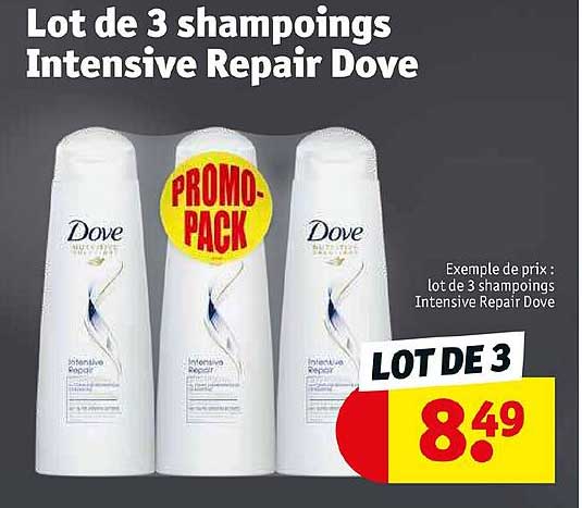 lot de 3 shampoings intensive repair dove