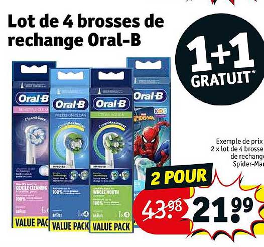 lot de 4 brosses de rechange oral-b