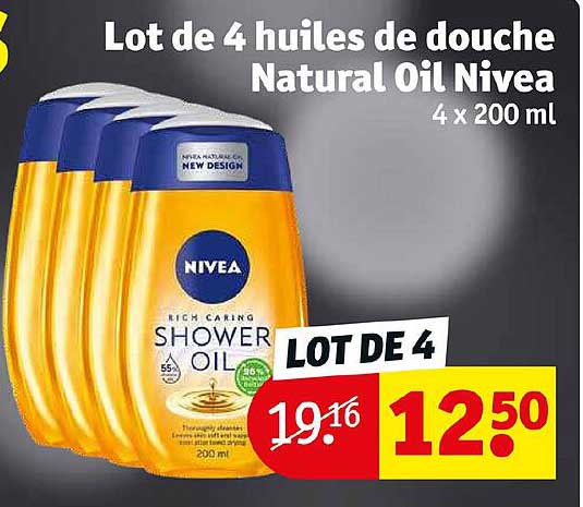 lot de 4 huiles de douche natural oil nivea
