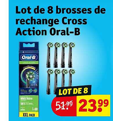 lot de 8 brosses de rechange cross action oral-b