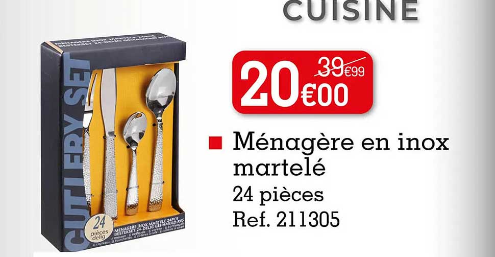 ménagère en inox martelé