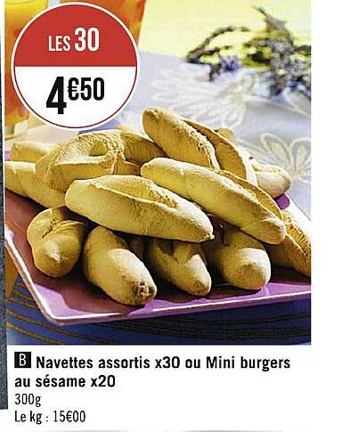 navettes assortis x30 ou mini burgers au sésame x20