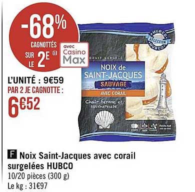 noix saint-jacques avec corail surgelées hubco