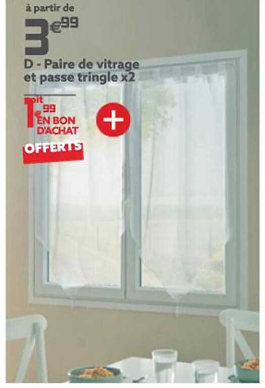 paire de vitrage et passe tringle x2